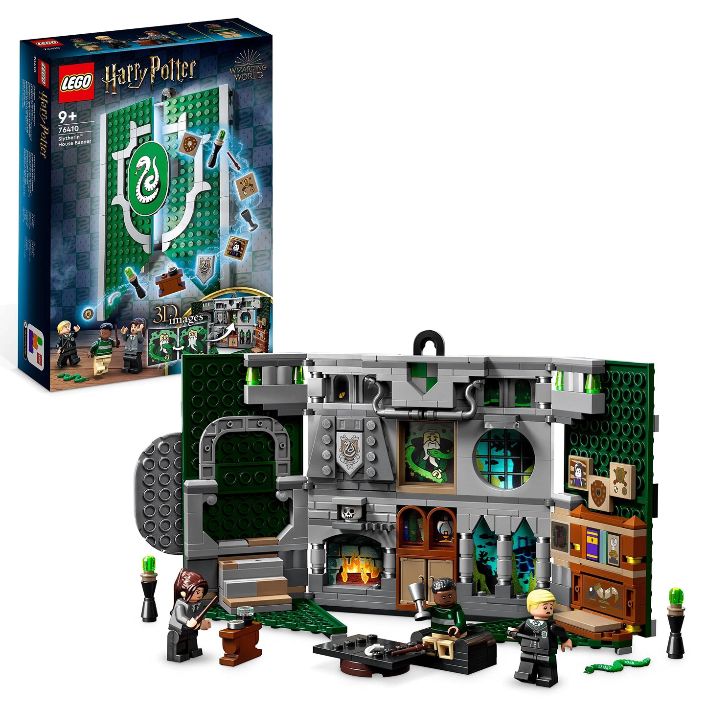 LEGO 76410 Harry Potter Slytherin House Banner Set, Hogwarts Castle Common Room Toy or Wall Display, Collectible Travel Toy with Draco Malfoy Minifigure