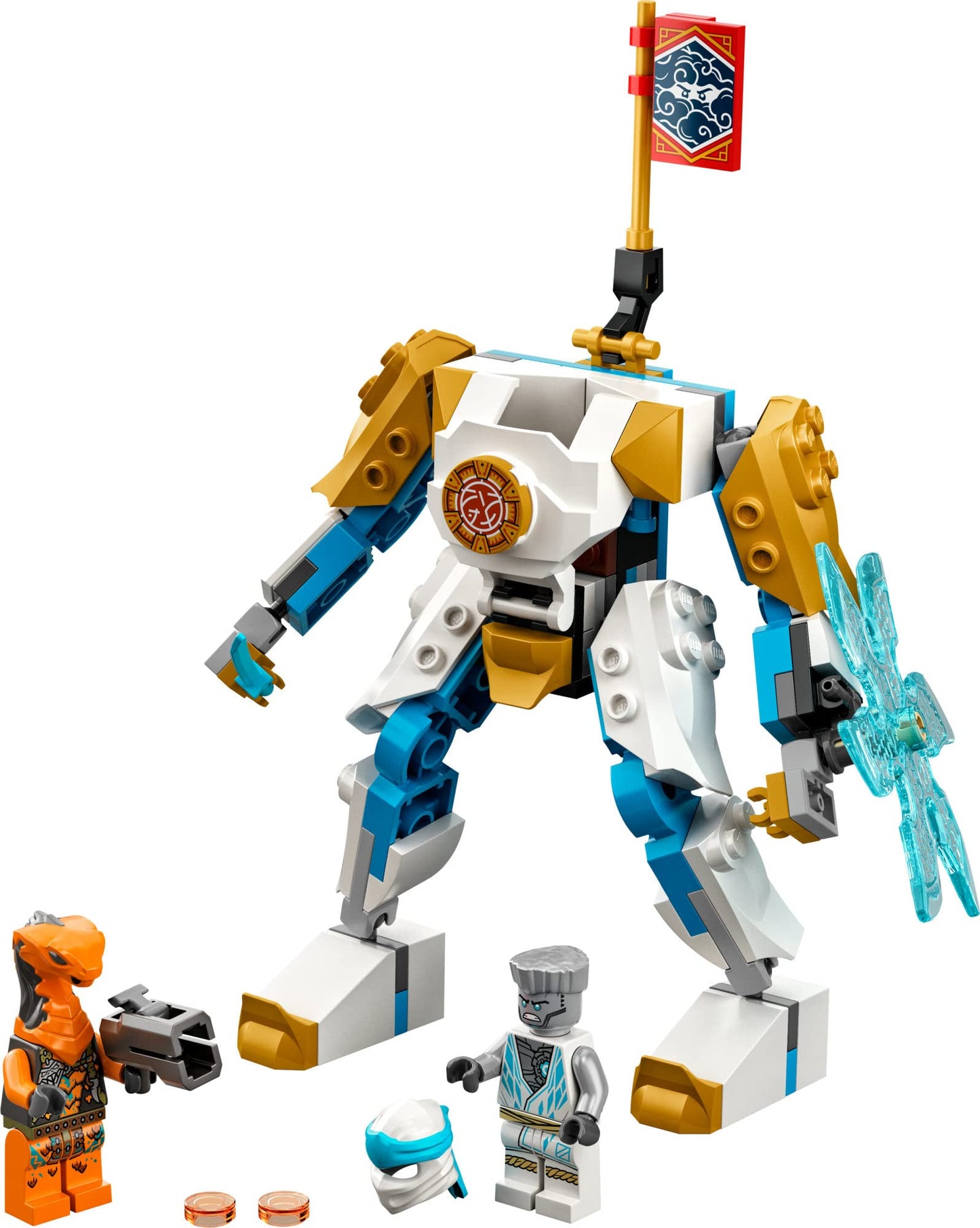 LEGO NINJAGO Zane’s Power Up Mech EVO 71761 Playset Featuring Ninja Battle Toys, NINJAGO Zane and a Snake Figure; Creative Building Kit for Ninja Fans Aged 6+ (95 Pieces)