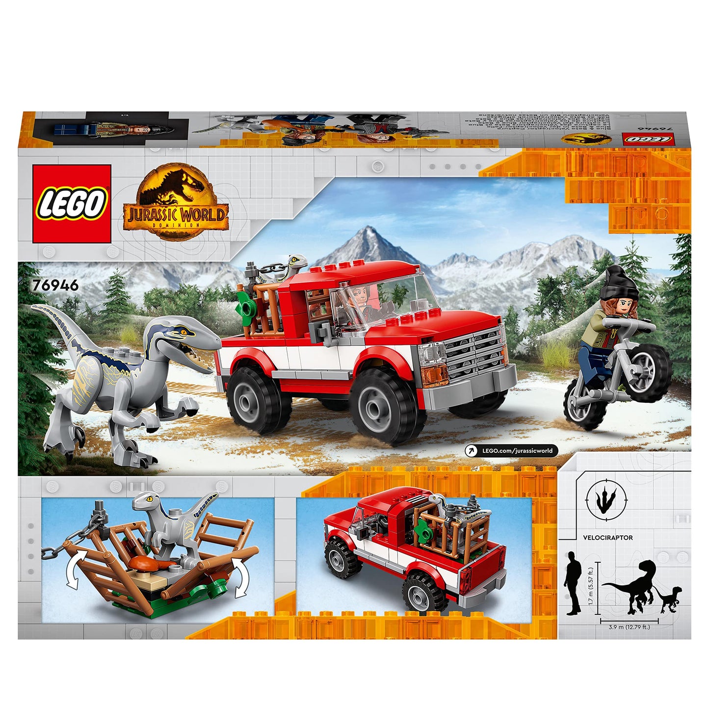 LEGO 76946 Jurassic World Blue and Beta Velociraptor Capture with Truck and 2 Dinosaur Toys, Gifts For Boys & Girls, 2022 Dominion Movie Inspired Set