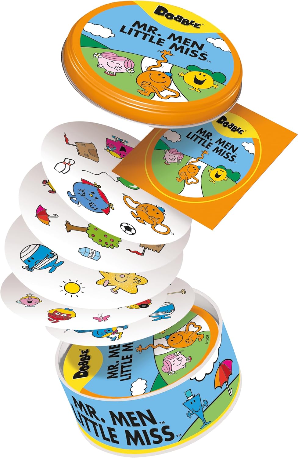 Asmodee | Dobble Mr Men and Little Miss | Card Game | Ages 4+ | 2-8 Players | 15 Minutes Playing Time
