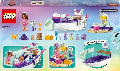 Lego 10786 Gabby's Dollhouse Gabby & Meerkatze Schiff & Spa Boot Set mit Schönheitssalon, Puppenhaus mit Figuren und Zubehör, Spielset für Mädchen, Jungen, Kinder ab 4 Jahren
