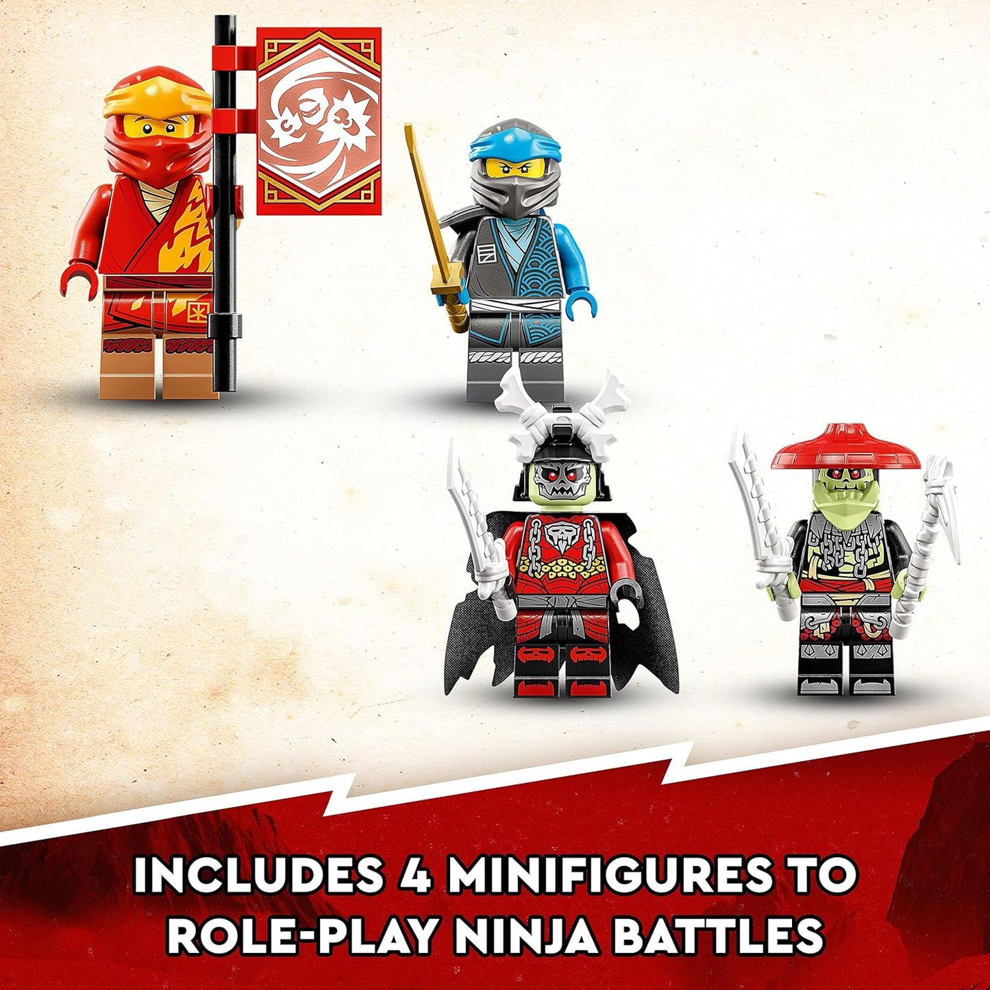 LEGO 71783 NINJAGO Kai’s Mech Rider EVO, Upgradable Ninja Motorbike Toy, Mech Action Figure and 2 Bone Warrior Minifigures