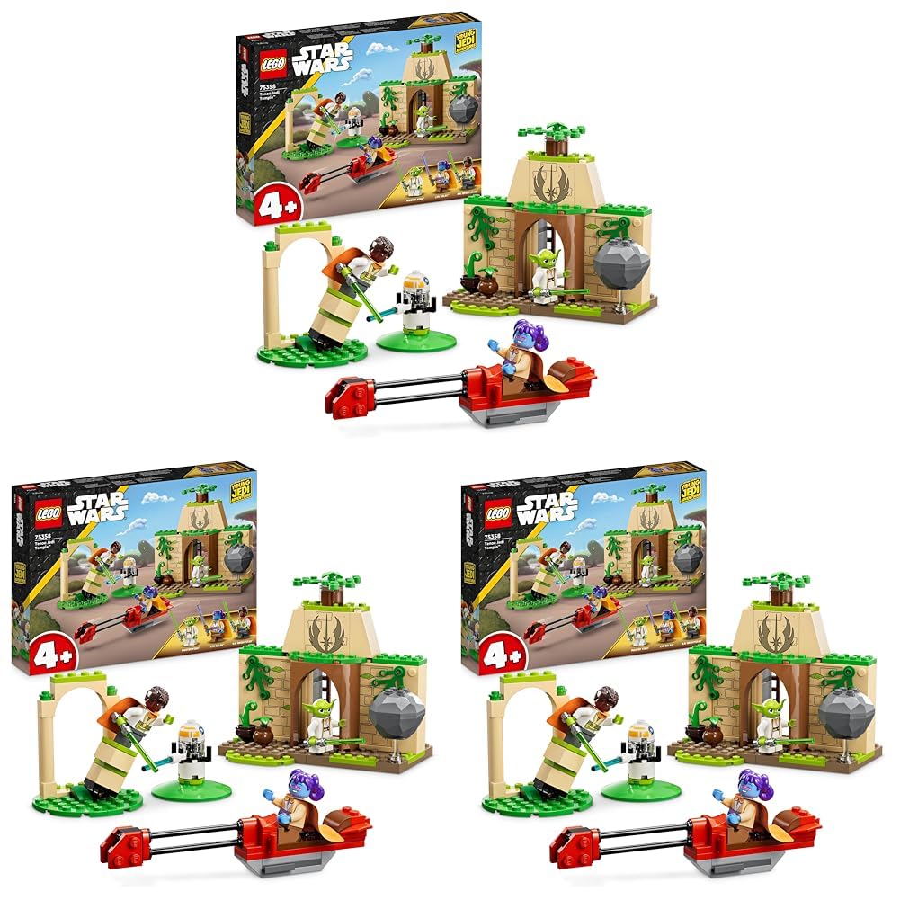 LEGO Star Wars Tenoo Jedi Temple Set with Master Yoda, Lightsabers, Droïd Figure and Speeder Bike, Building Toy for Kids, Boys, Girls 4 Plus Years Old 75358