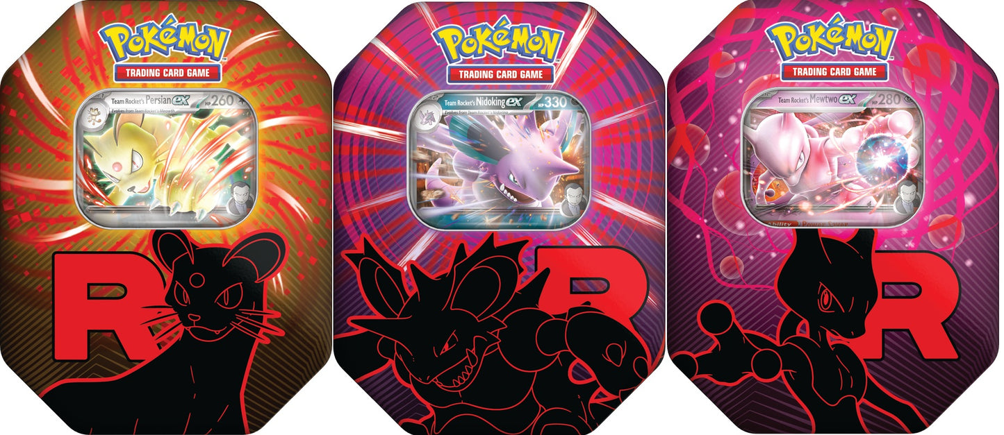 Pokémon - Team Rocket Tin - Bundle of All 3 (Team Rocket's Nidoking, Team Rocket's Persian, and Team Rocket's Mewtwo