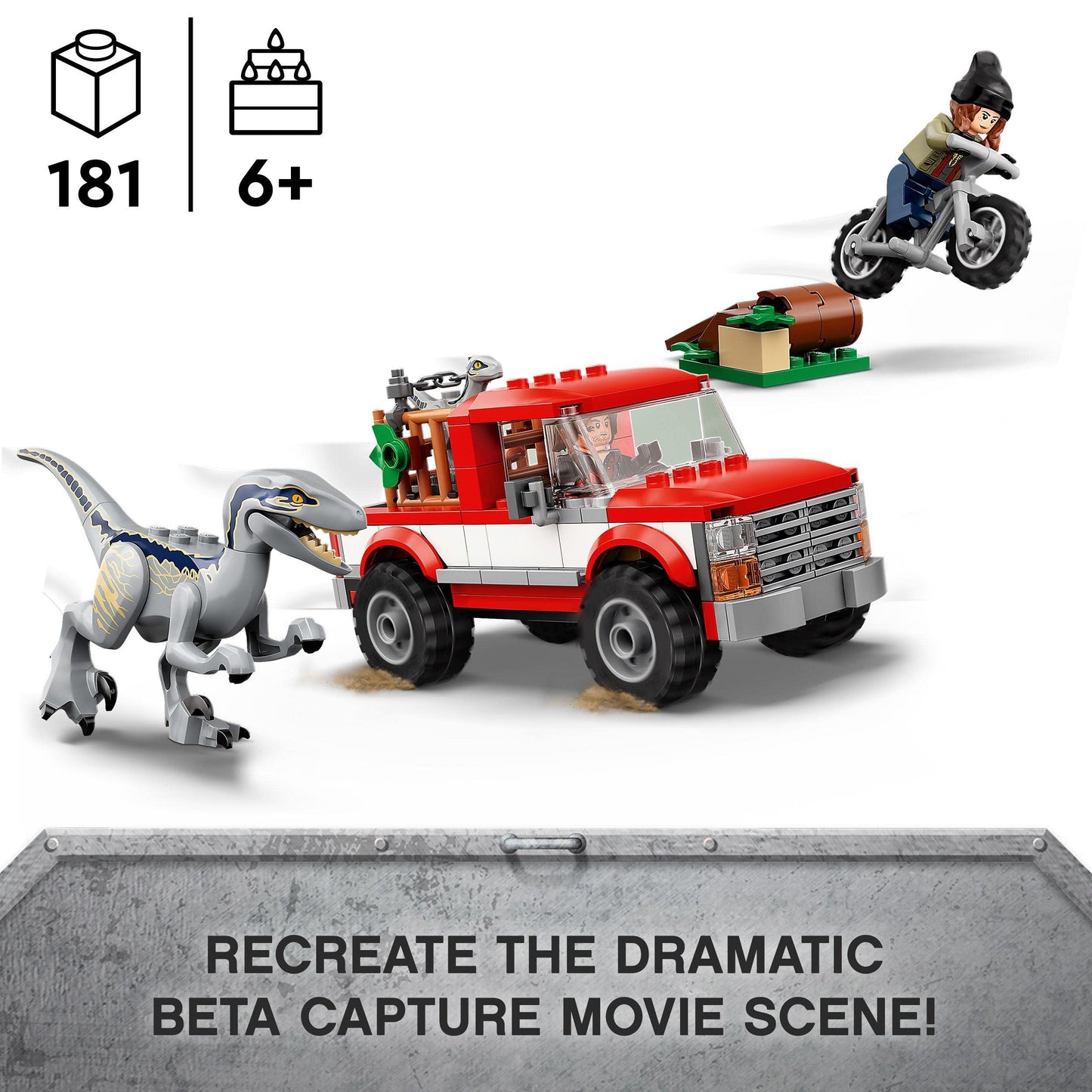 LEGO 76946 Jurassic World Blue and Beta Velociraptor Capture with Truck and 2 Dinosaur Toys, Gifts For Boys & Girls, 2022 Dominion Movie Inspired Set