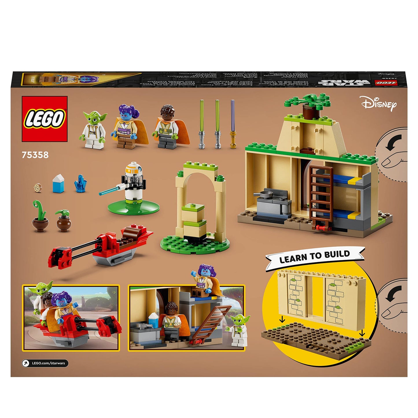 LEGO Star Wars Tenoo Jedi Temple Set with Master Yoda, Lightsabers, Droïd Figure and Speeder Bike, Building Toy for Kids, Boys, Girls 4 Plus Years Old 75358