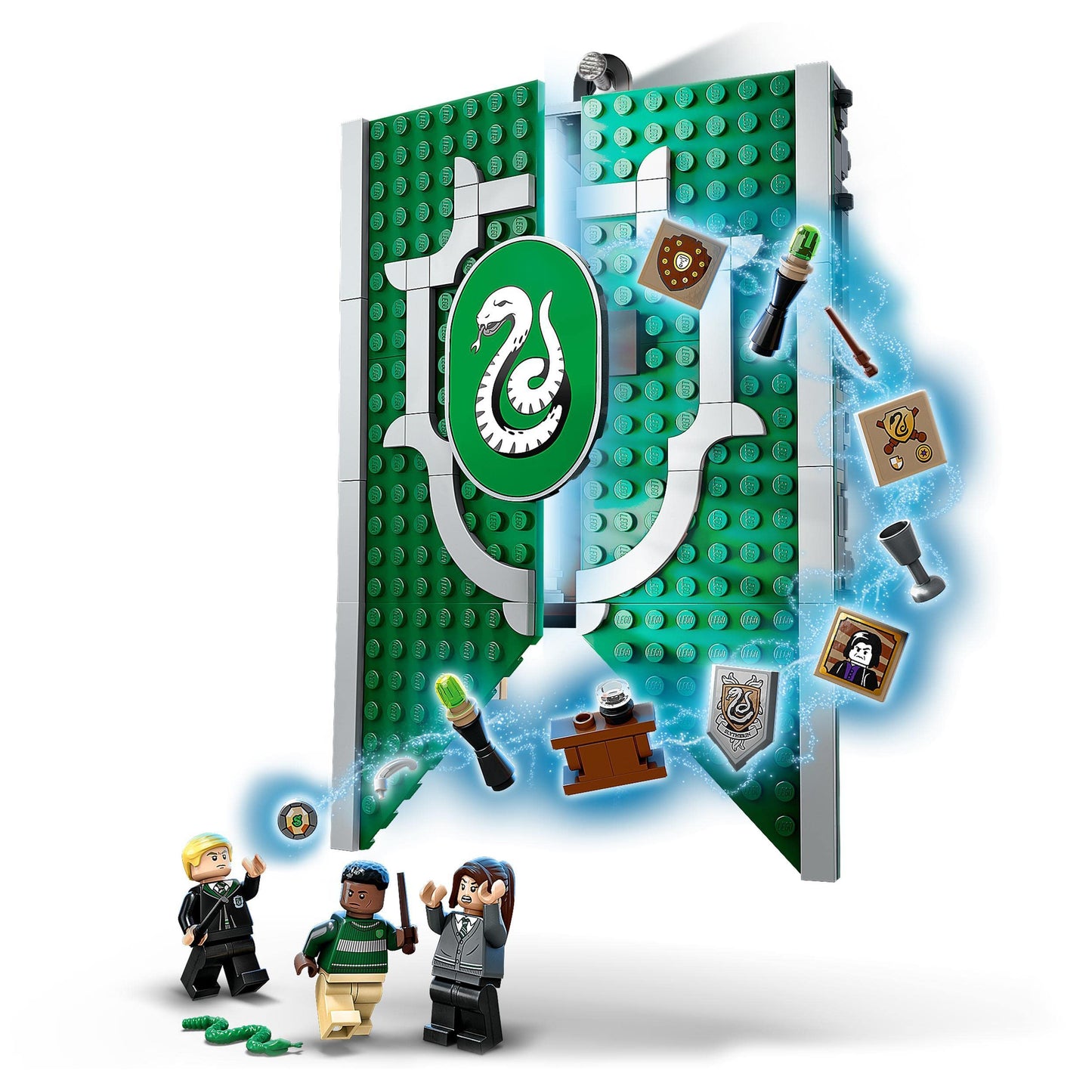 LEGO 76410 Harry Potter Slytherin House Banner Set, Hogwarts Castle Common Room Toy or Wall Display, Collectible Travel Toy with Draco Malfoy Minifigure