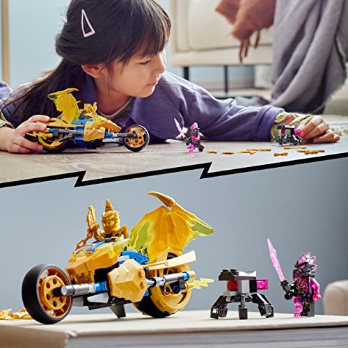 LEGO 71768 NINJAGO Jay's Golden Dragon Set, Toy Motorbike with Dragon, Spider Figure and Jay Minifgure, Birthday Gift Idea For Kids 7 Plus