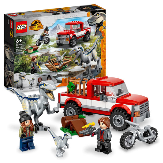 LEGO 76946 Jurassic World Blue and Beta Velociraptor Capture with Truck and 2 Dinosaur Toys, Gifts For Boys & Girls, 2022 Dominion Movie Inspired Set