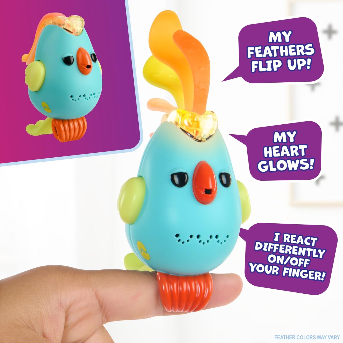 Fingerlings Sweet Tweets Interactive Bird: Lionel, Record & Play Secret Messages, 40+ Sounds & Reactions, Blue