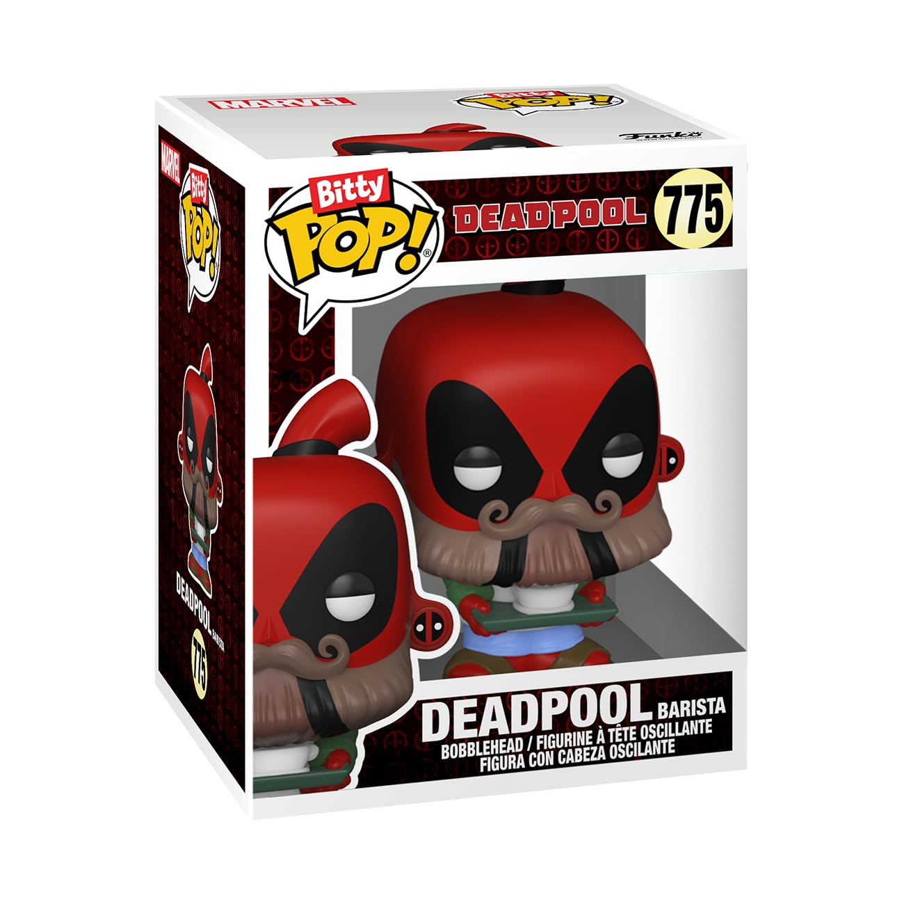 Funko Bitty POP! 4 Pack: Marvel - Deadpool - Dinopool. Barista, Roman Senator, Mystery Mini Figure - Styles may vary - 0.9 inch (2.2 cm) Collectable - Stackable Display Shelf Included - Gift Idea