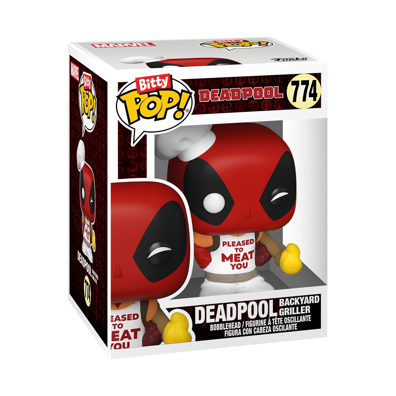 Funko Bitty POP! 4 Pack: Marvel - Deadpool - BBQ Master - Griller, Clown, Bedtime, Mystery Mini Figure - Styles may vary - 0.9 inch (2.2 cm) Collectable - Stackable Display Shelf Included - Gift Idea