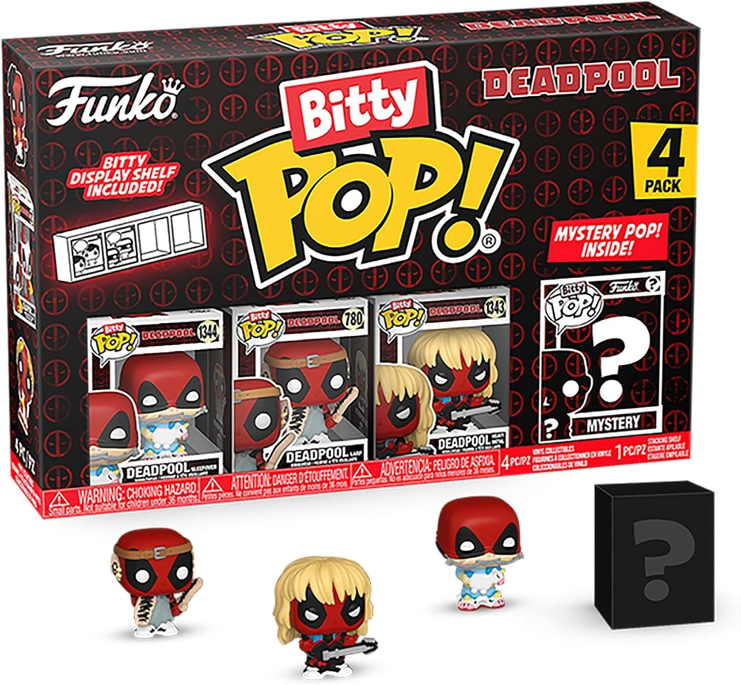 Funko Bitty POP! 4 Pack: Marvel - Deadpool - Sleepover, Larp, Heavy Metal, Mystery Mini Figure - Styles may vary - 0.9 inch (2.2 cm)
