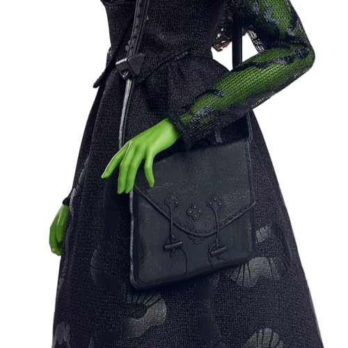 Mattel Wicked, Elphaba Fashion Doll & Accessories with Green Skin, Braided Black Hair, Posability & Removable Ballroom Look, HXT62