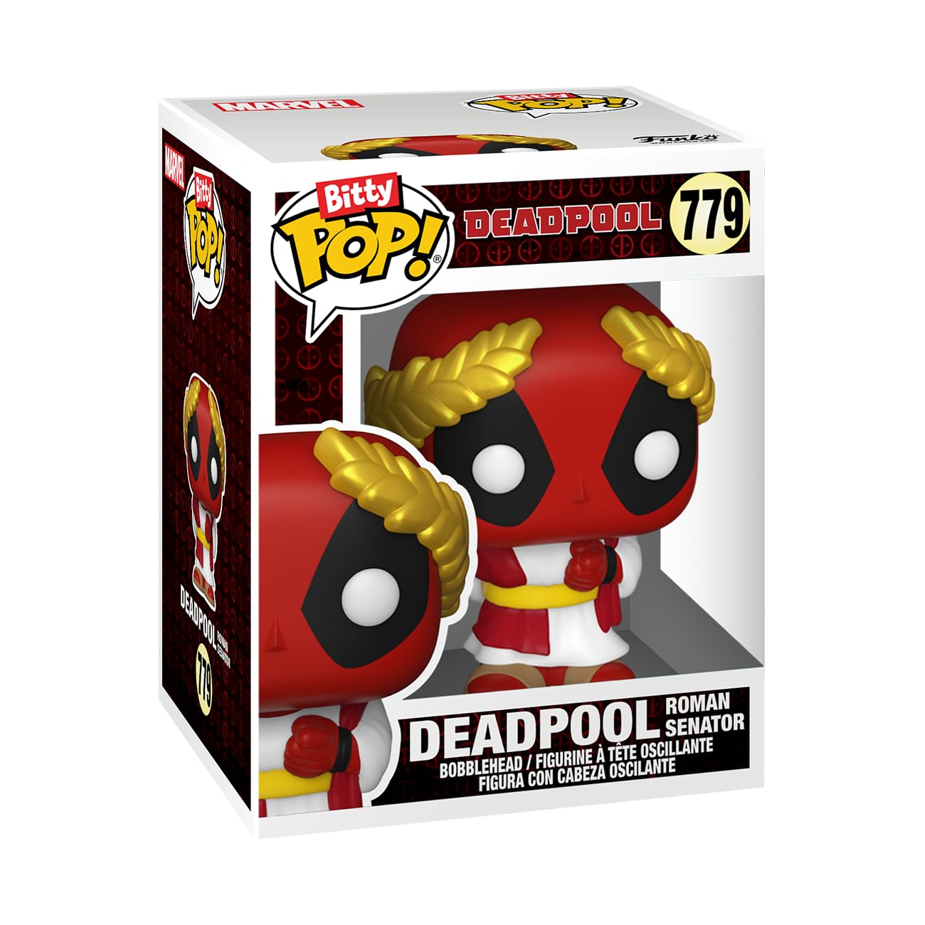 Funko Bitty POP! 4 Pack: Marvel - Deadpool - Dinopool. Barista, Roman Senator, Mystery Mini Figure - Styles may vary - 0.9 inch (2.2 cm) Collectable - Stackable Display Shelf Included - Gift Idea