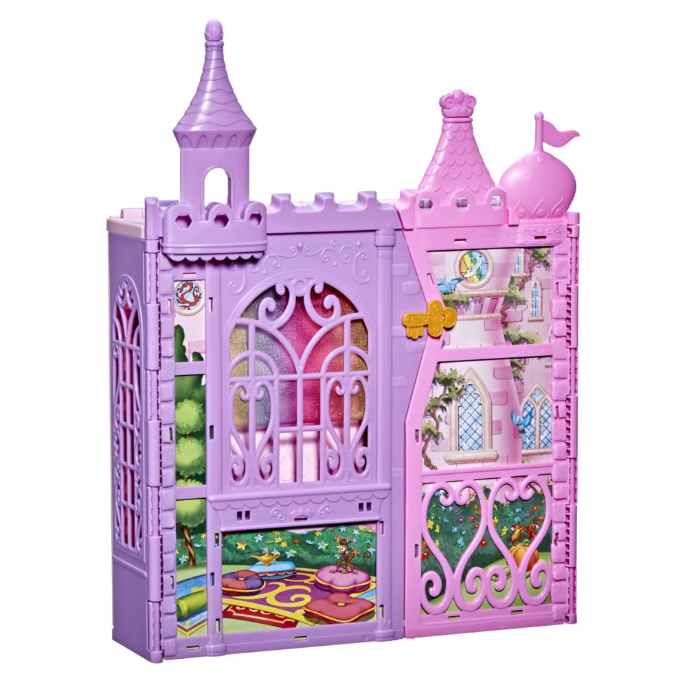 Disney Princess Fold ‘n Go Celebration Castle, Folding Dollhouse with Furniture and Accessories, Toy for Girls 3 Years and Up