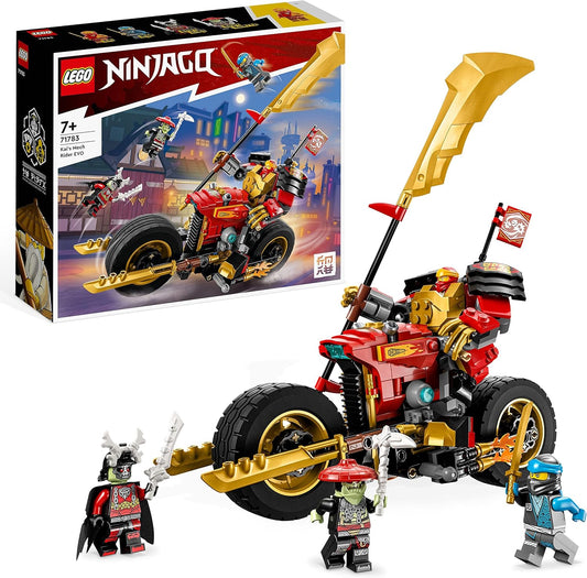 LEGO 71783 NINJAGO Kai’s Mech Rider EVO, Upgradable Ninja Motorbike Toy, Mech Action Figure and 2 Bone Warrior Minifigures