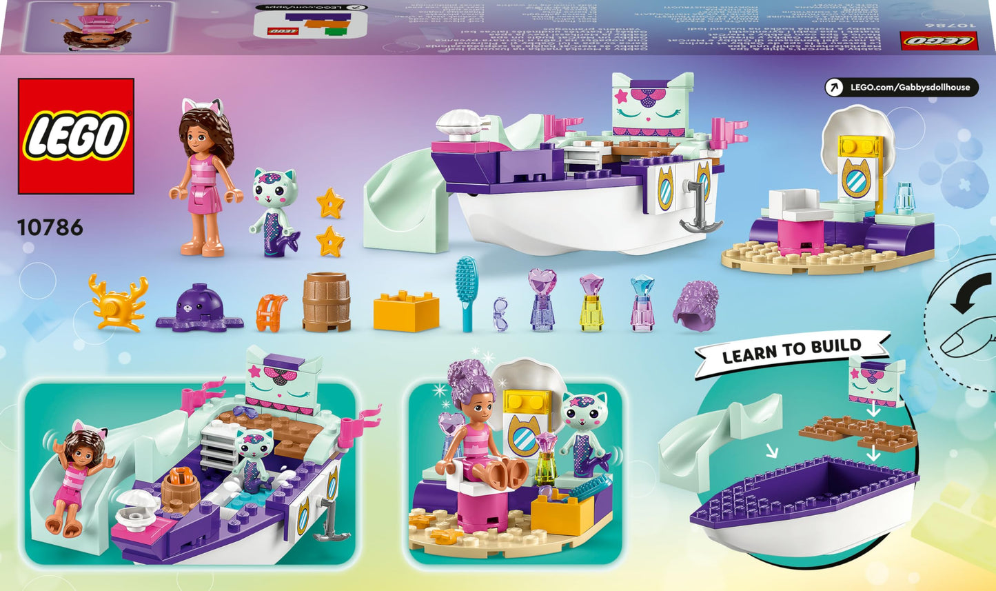 Lego 10786 Gabby's Dollhouse Gabby & Meerkatze Schiff & Spa Boot Set mit Schönheitssalon, Puppenhaus mit Figuren und Zubehör, Spielset für Mädchen, Jungen, Kinder ab 4 Jahren
