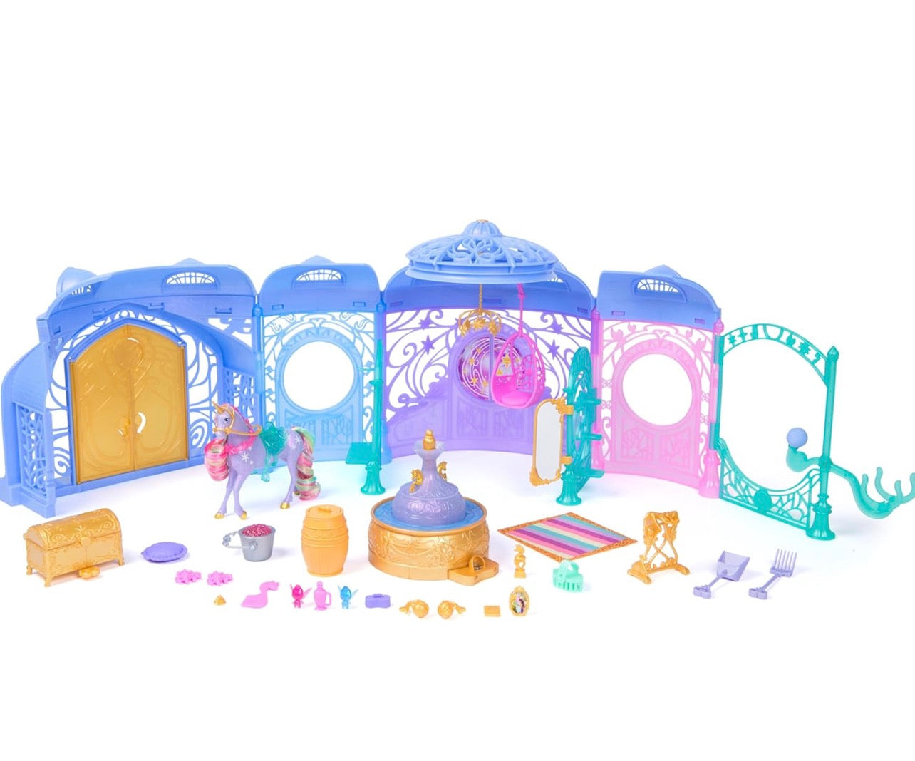 Unicorn Academy, Starglow Fountain & Stable Playset with Wildstar, Lights and Sounds, 24 Accessories, Dolls and Unicorn Toys for Girls Aged 4 and up