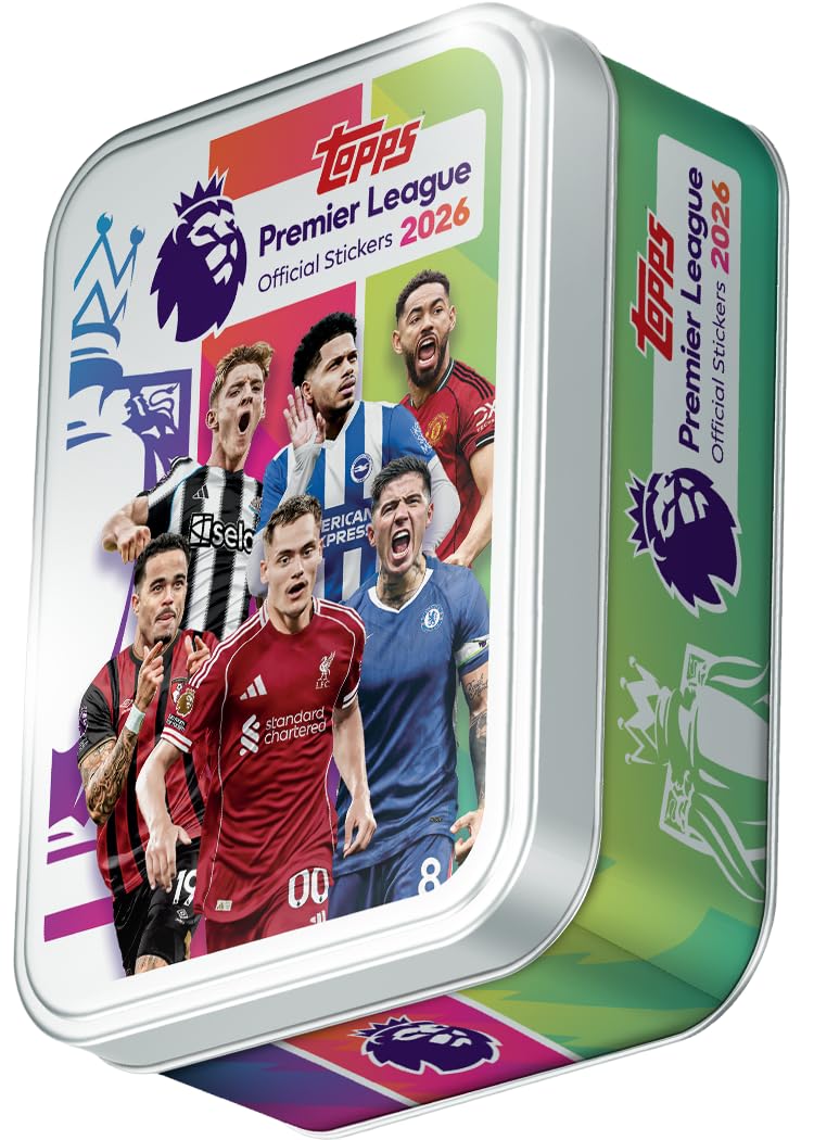Topps Premier League Stickers 2026 - Sticker Tin (Contains 12 Premier League Sticker Packets Plus 1 mini Pack (75 Stickers in Total).