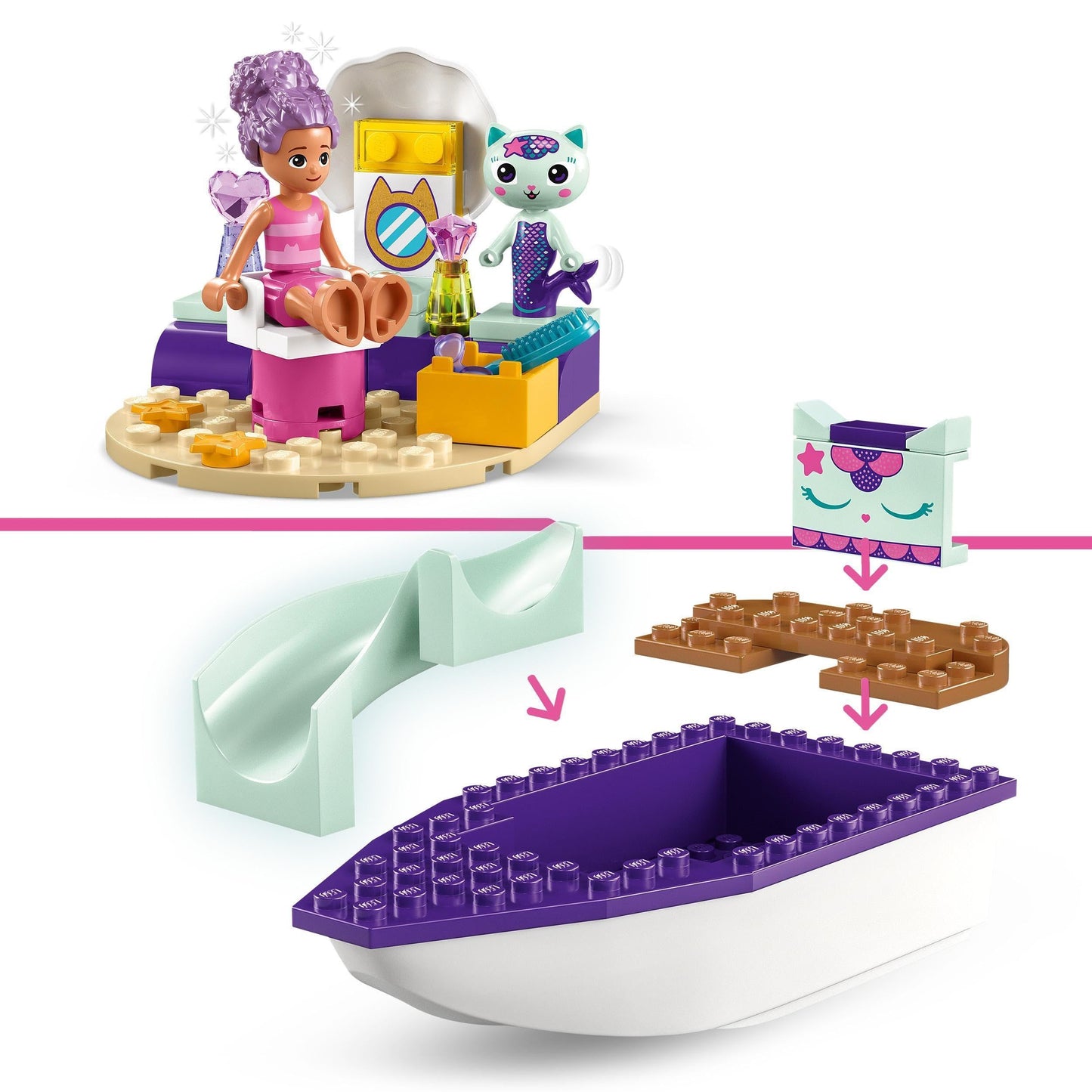 Lego 10786 Gabby's Dollhouse Gabby & Meerkatze Schiff & Spa Boot Set mit Schönheitssalon, Puppenhaus mit Figuren und Zubehör, Spielset für Mädchen, Jungen, Kinder ab 4 Jahren