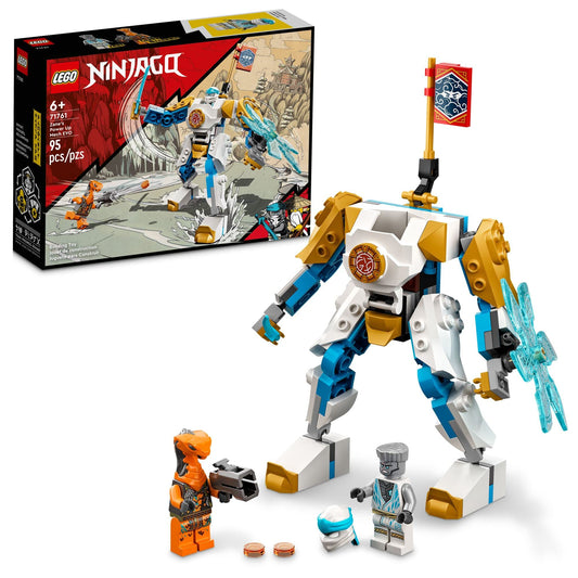 LEGO NINJAGO Zane’s Power Up Mech EVO 71761 Playset Featuring Ninja Battle Toys, NINJAGO Zane and a Snake Figure; Creative Building Kit for Ninja Fans Aged 6+ (95 Pieces)